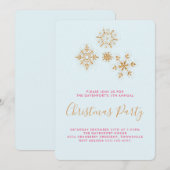  goudsneeuwvlokken op blauw, feestelijke uitnodigi kaart (Voorkant / Achterkant)