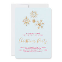  goudsneeuwvlokken op blauw, feestelijke uitnodigi