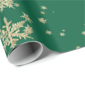 goudsneeuwvlokken op bosgroen cadeaupapier (Rol Hoek)