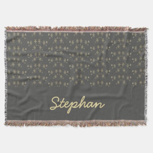 Goudsneeuwvlokken op grijs deken (Voorkant)