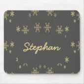 Goudsneeuwvlokken op grijs muismat (Voorkant)
