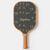 Goudsneeuwvlokken op grijs pickleball paddle (Voorkant)