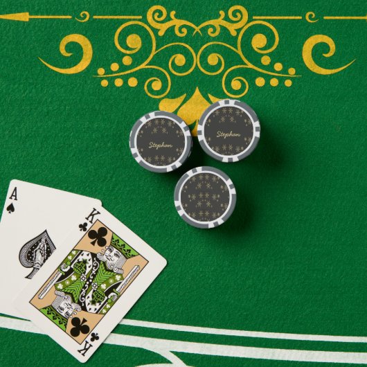 Goudsneeuwvlokken op grijs poker chips (Pokertafel (Stack))