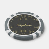 Goudsneeuwvlokken op grijs poker chips (Enkel)