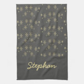 Goudsneeuwvlokken op grijs theedoek (Verticaal)