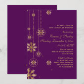 Goudsneeuwvlokken paarse trouwparen douchen kaart (Voorkant / Achterkant)