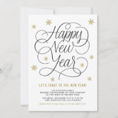 goudsneeuwvlokken | Uitnodiging Eve-partij nieuwja (Voorkant)