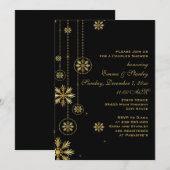 Goudsneeuwvlokken zwarte trouwparen douchen kaart (Voorkant / Achterkant)