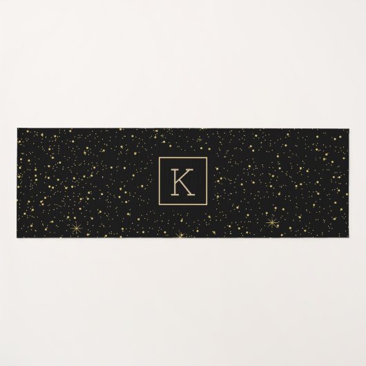 Goudsparken en glitter en zwart yogamat (Voorkant (horizontaal))