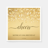 Goudsparken gepersonaliseerd verjaardagsfeest servet (Voorkant)