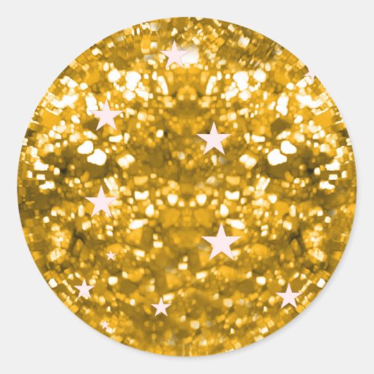 Goudsparken glitter en sterren sticker (Voorkant)