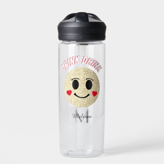 Goudsparken harten drink Monogram Waterfles (Voorkant)