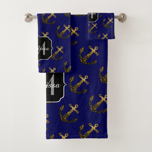 Goudsparren Anchor Patroon Monogram Bad Handdoek (Insitu)