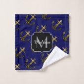 Goudsparren Anchor Patroon Monogram Bad Handdoek (Wasdoekje)