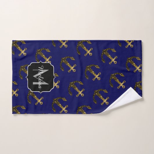 Goudsparren Anchor Patroon Monogram Bad Handdoek (Handdoek)