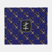 Goudsparren Anchor Patroon Monogram Fleece Deken (Voorkant (Horizontaal))