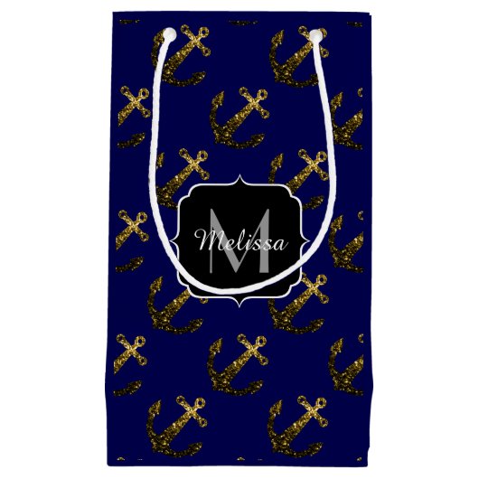 Goudsparren Anchor Patroon Monogram Klein Cadeauzakje (Voorkant)