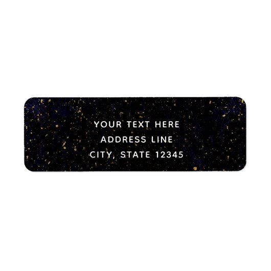 Goudspatten Moderne Chic Paars Blauw Kosmisch Etiket (Voorkant)