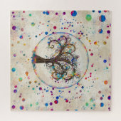 Goudspiraalvormig kleurstofplaatje voor de boomstr legpuzzel (Horizontaal)