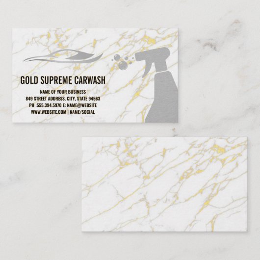 Goudspray- en Auto Wash-logo | Marmer Visitekaartje (Voorkant / Achterkant)