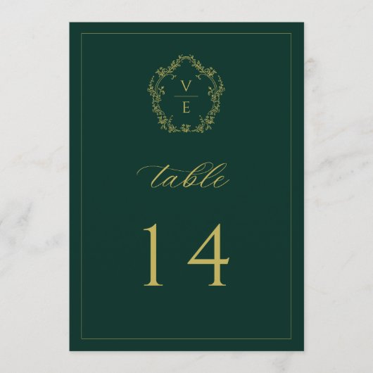 goudstaartnummer Emerald Wedding Programmakaart (Voorkant)