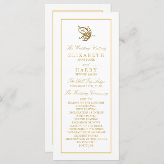  goudstaartwuwprogramma voor rondvliegende vlinder programmakaart (Voorkant / Achterkant)