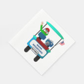 Goudste Golfer Riding in Golf Cart Waving Goodbye Servet (Hoek)