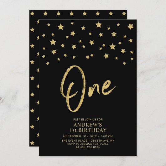 goudster | Black One 1e verjaardagsfeestje Kaart (Voorkant / Achterkant)