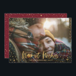 Goudsterren 1 foto Kerst-elegant Feestdagenkaart<br><div class="desc">De gouden kerststerren van de Seizoen zijn 1 fotovakantiekaart. Met een manuscripttekst en goudeffect ontwerp,  kan de wogunde achtergrondkleur veranderen om uw stijl aan te passen.</div>