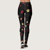 Goudsterren, goud, zwart, rood, elegant, glitter leggings (Achterkant)