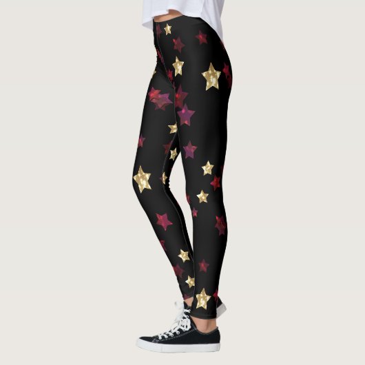 Goudsterren, goud, zwart, rood, elegant, glitter leggings (Links)