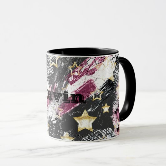 Goudsterren grof abstract stijlvol, modern stedeli mok (Voorkant rechts)