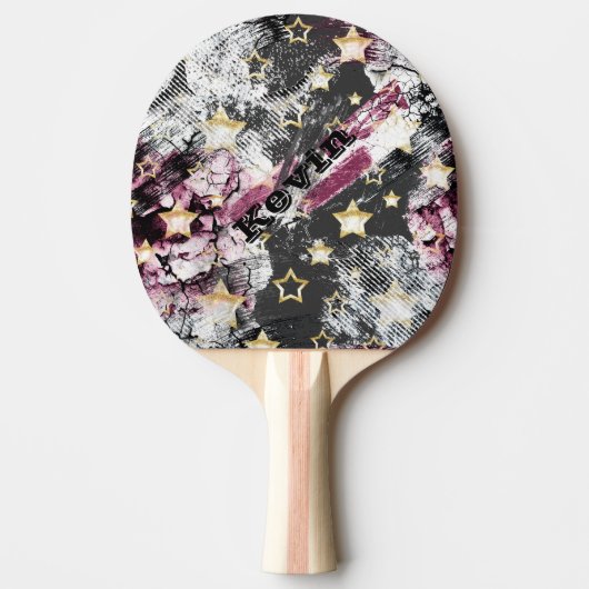 Goudsterren grof abstract stijlvol, modern stedeli tafeltennisbatje (Voorkant)