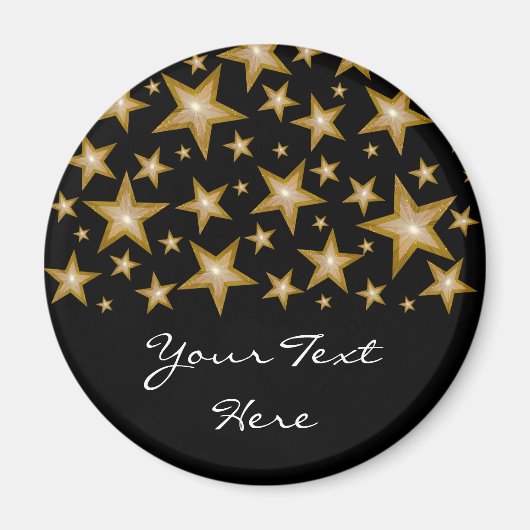 Goudsterren "Jouw tekst"-koelkast zwarte magneet (Voorkant)