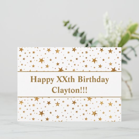 Goudsterren met bericht van geboorte kaart (Staand voorkant)