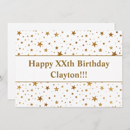 Goudsterren met bericht van geboorte kaart (Voorkant / Achterkant)