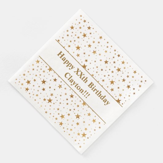 Goudsterren met bericht van geboorte servet (Hoek)