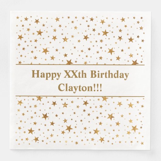 Goudsterren met bericht van geboorte servet (Voorkant)