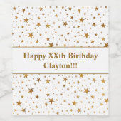 Goudsterren met bericht van geboorte wijn etiket (Enkel label)