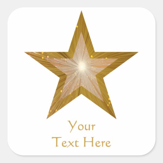 Goudsterren met Jouw tekst-vierkante sticker wit (Voorkant)