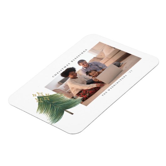 Goudsterren Moderne kerstboomfeestdag Magneet (Linkerzijde)