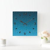Goudsterren op blauw. vierkante klok (Huis)