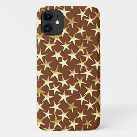 Goudsterren op chocoladebruin Case-Mate iPhone case (Achterkant)
