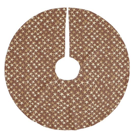 Goudsterren op chocoladebruin kerstboom rok (Voorkant)