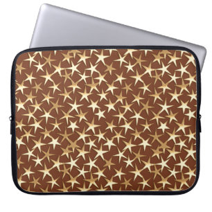 Goudsterren op chocoladebruin laptop sleeve