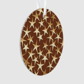 Goudsterren op chocoladebruin ornament (voorkant)
