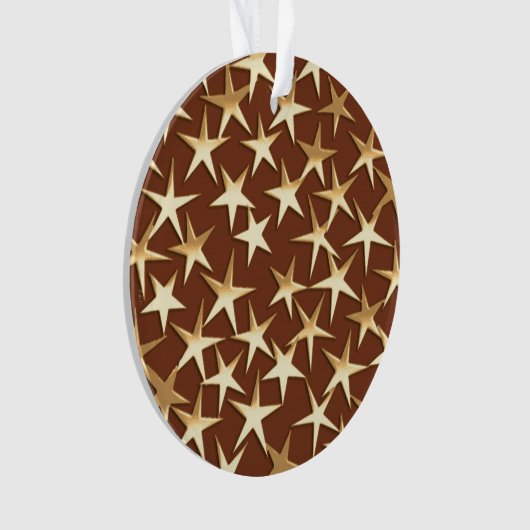 Goudsterren op chocoladebruin ornament (voorkant)