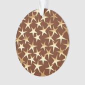 Goudsterren op chocoladebruin ornament (voorkant)