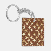 Goudsterren op chocoladebruin sleutelhanger (Voorkant Links)