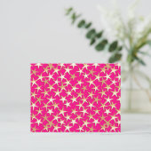 Goudsterren op de roze fuchsia roze briefkaart (Staand voorkant)